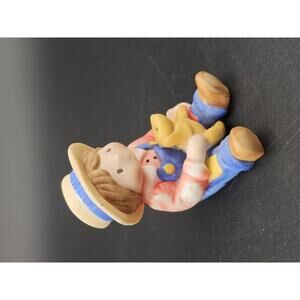 Vintage Holly Hobbie Figurine Sitting Boy w/ Puppy Dog Nursery Nostalgic 70-80's